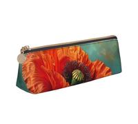 Poppy Flower Print Student Pencil Case Large Capacity Triangle Pouch Daily Essentials School College