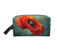 Poppy Flower Printed Toiletry Storage Bag, Large Capacity Organizer Pouch for Power Bank and Cables Use