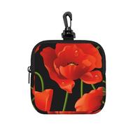 Poppy Flower, Square Zipper Storage Bag, Neoprene Coin Purse, Small Wallets, Change Pouch, Change Purse