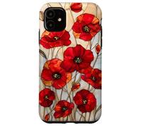 Poppy Flower Stained Glass Red Floral Artful Vintage Case for iPhone 11