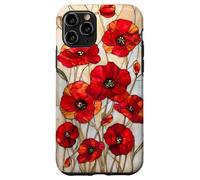 Poppy Flower Stained Glass Red Floral Artful Vintage Case for iPhone 11 Pro