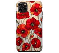 Poppy Flower Stained Glass Red Floral Artful Vintage Case for iPhone 11 Pro Max