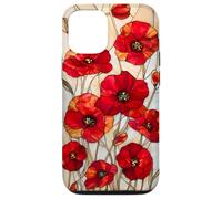 Poppy Flower Stained Glass Red Floral Artful Vintage Case for iPhone 12/12 Pro