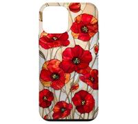 Poppy Flower Stained Glass Red Floral Artful Vintage Case for iPhone 12 mini