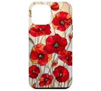 Poppy Flower Stained Glass Red Floral Artful Vintage Case for iPhone 12 Pro Max