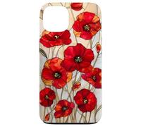Poppy Flower Stained Glass Red Floral Artful Vintage Case for iPhone 13