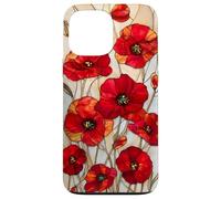 Poppy Flower Stained Glass Red Floral Artful Vintage Case for iPhone 13 Pro Max