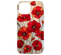 Poppy Flower Stained Glass Red Floral Artful Vintage Case for iPhone 14