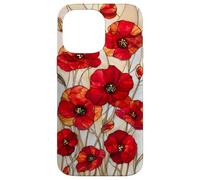 Poppy Flower Stained Glass Red Floral Artful Vintage Case for iPhone 14 Pro Max
