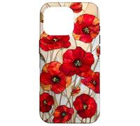Poppy Flower Stained Glass Red Floral Artful Vintage Case for iPhone 16 Pro