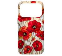 Poppy Flower Stained Glass Red Floral Artful Vintage Case for iPhone 17 Pro