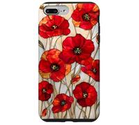 Poppy Flower Stained Glass Red Floral Artful Vintage Case for iPhone 7 Plus/8 Plus