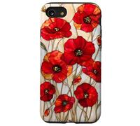 Poppy Flower Stained Glass Red Floral Artful Vintage Case for iPhone SE (2020) / 7/8