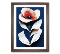 Poppy Flower Torn Paper Framed Wall Art Print A2 Walnut