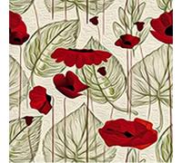 Poppy Flower Upholstery Fabric for Chairs,Red Flower Leaves Outdoor Fabric by The Yard,Chic Rustic Botanical Decorative Fabric for Upholstery and Home DIY Projects,2 Yards,(L184*W150cm) Fern Green