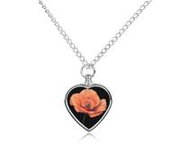 Poppy Flower Urn Necklace for Ashes Pet Dog Cat Cremation Jewellery Alloy Memorial Keepsake Pendant