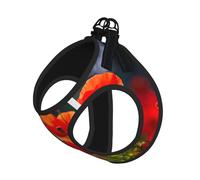 Poppy Flowers Blooms Print Pet Leash Vest Soft Adjustable Step in Puppy Vest Outdoor Walking with Leash