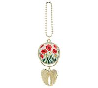 Poppy Flowers Car Hanging Pendant - Angel Wings Car Rear View Mirror Charm - Metal Hanging Accessory for Women & Men, Sun Catcher Pendent, Decoration Cars Pendant Jewelry Gift Golden