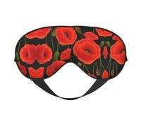Poppy Flowers Comfortable Sleeping Aid Soft Eye Mask Adjustable Blackout Cover Reversible Night Rest