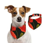 Poppy Flowers,Dog Bandanas Cotton Pet Scarf Adjustable Bibs for Pet,S