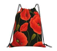 Poppy Flowers Drawstring Backpack Outdoor Portable Backpack Simple Casual Travel Beach School Bag