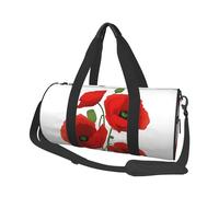 Poppy Flowers Duffle Bag With Shoes Compartment And Adjustable Strap,Foldable Travel Duffel Bags For Men Women,Waterproof Duffel Bags, Black, One Size