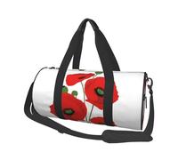 Poppy Flowers Duffle Bag With Shoes Compartment And Adjustable Strap,Foldable Travel Duffel Bags For Men Women,Waterproof Duffel Bags, Black, One Size