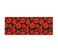 Poppy Flowers Gaming Desk Mat, Wide Surface Desk Pad for Keyboard, Mouse and Improved Gaming Stability