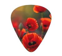 Poppy Flowers - Guitar Picks-12 Pack Includes Thin, Medium & Heavy Gauges, Best Gift for Guitar Lovers