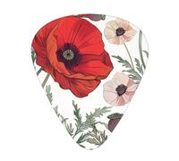 Poppy Flowers Pattern Printed Guitar Pick 12 Pieces Guitar Pick In A Box The Makes Sound Clear Ukulele Electric Acoustic Guitar Bass (0.46 0.71 0.96mm)