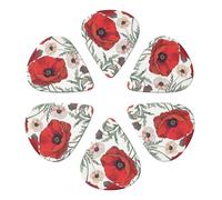 Poppy Flowers Pattern Printed Guitar Picks -6 Pcs Guitar Picks Plectrum,Guitar Accessories,Electric Guitar Pick, Bass & Ukulele 0.96mm