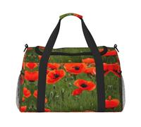 Poppy Flowers Petals Hand Travel Bag - Large Reusable Shopping Tote Bag, Perfect for Outdoor Activities, Sports, Camping & Groceries, Black, One Size