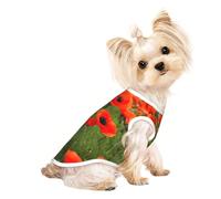 Poppy Flowers Petals Print Comfortable Pet Vest, Sleeveless Breathable Top, for Small Puppy Kitten Daily Wear