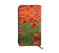 Poppy Flowers Petals Print Leather Long Clutch Wallet â€“ Fashionable Personalized Wallet, Multiple Card Slots, Gift Ready, Black, One Size