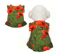 Poppy Flowers Petals Print Pet Breathable T-Shirt Skirt S