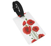 Poppy Flowers Print 5pcs Luggage Tags for Suitcases,Cute Suitcase Tag Identifiers for Baggage Tag for Cruise Airport Travel PVC