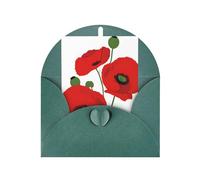 Poppy Flowers Print Blank Greeting Cards, Love Buttons, Pearl Paper Envelopes Suitable For Various Occasions - Anniversary Cards, Thank You Cards, Holiday Cards, Wedding Cards, Congratulations.