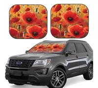 poppy flowers Print Car Sun Shade Windshield 2-Piece Foldable Front Windshield Sun Visor Sunshade for Car Windshield, L