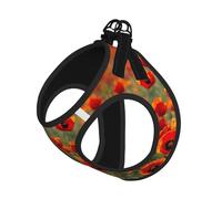 Poppy Flowers Print Dog Harness Leash Set Reflective Pet Harness Puppy Vest Suitable Dogs Cats Small Breeds