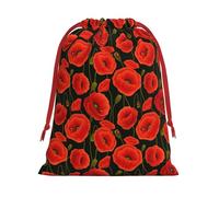 poppy flowers Print Drawstring Gift Bags For Christmas,Holiday Party Gift Wrapping Bag Assorted Sizes