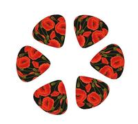 poppy flowers print Guitar Picks 12PCS Mixed Gauges(0.46/0.71/0.96mm) with Case, for Guitar/Ukulele
