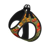 Poppy Flowers Print Pet Vest Harnesses Leash Set Reflective Puppy Vest Dogs Walking Training Dog Harness