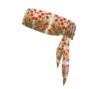 Poppy Flowers Print Sports Head Tie,Adjustable Sports Headband for Sports, Fitness, Working Out, Yoga