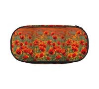 Poppy Flowers Print Unisex Pencil Case Pouch - Compact Design for Pencils, Small Items - Double-Headed Zipper