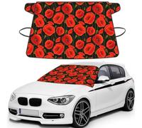 poppy flowers Printed Portable Windshield Wrap, Foldable Winter Ice Shield, Reinforced Flap Auto Protector