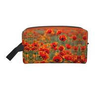 Poppy Flowers Printed Toiletry Storage Bag, Large Capacity Organizer Pouch for Power Bank and Cables Use