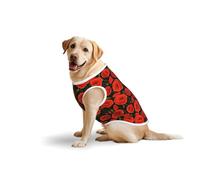 Poppy Flowers Soft Cotton T-Shirt Vest For Large Dogs, Print Pet Clothes Breathable Pet Pullover Tee Sleeveless Sweatshirt (3xl-5xl)