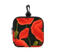 Poppy Flowers, Square Zipper Storage Bag, Neoprene Coin Purse, Small Wallets, Change Pouch, Change Purse
