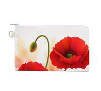 Poppy Flowers Vivid Petals Coin Purses with Zipper, Personalized Zero Wallet for Shopping, Small Makeup Pouches Bag for Travel, Card Organizer Case, Portable Canvas Change Purses