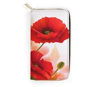 Poppy Flowers Vivid Petals Leather Wallet, Bifold Stylish Wallets, Credit Card Holder for Passport Covers, Purse Passport Bag for Men Women